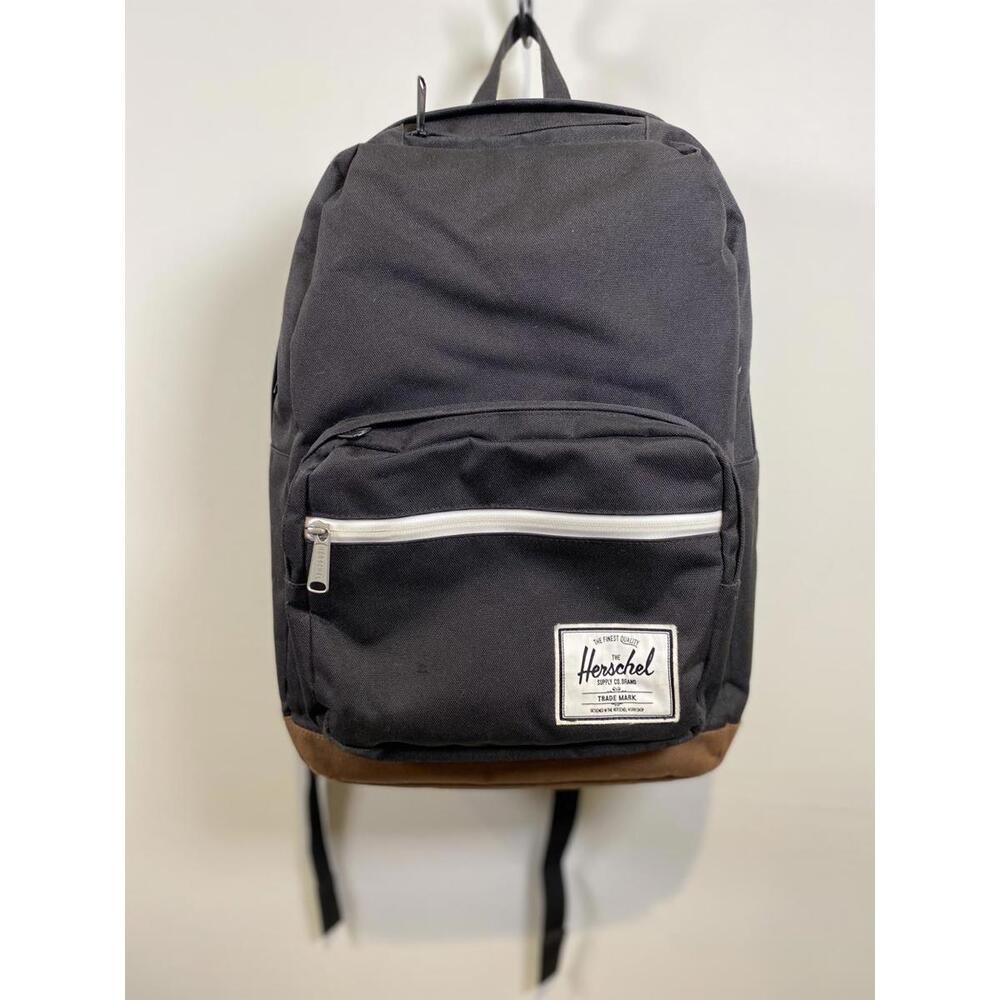 Herschel Black Backpack with Brown Suede Bottom